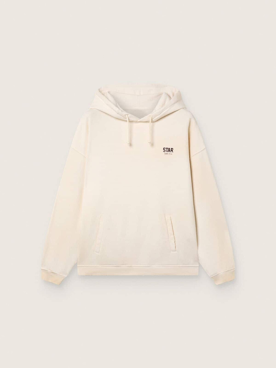 star unisex hoodie in wit katoen met logo-opdruk
