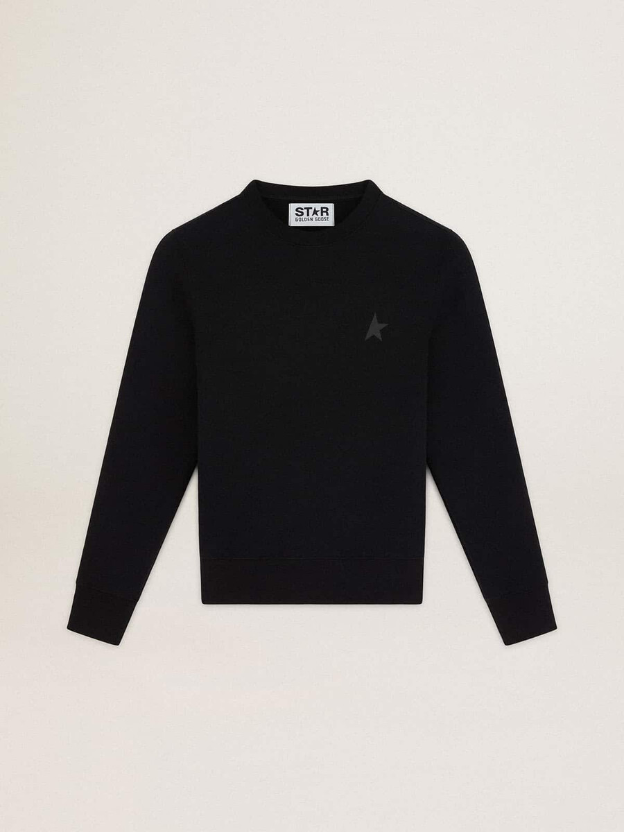 zwarte athena star collection-sweatshirt met een ton-sur-ton ster op de voorkant.