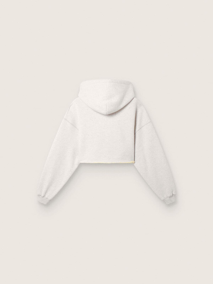 star cropped hoodie voor dames in grijs gemêleerd katoen