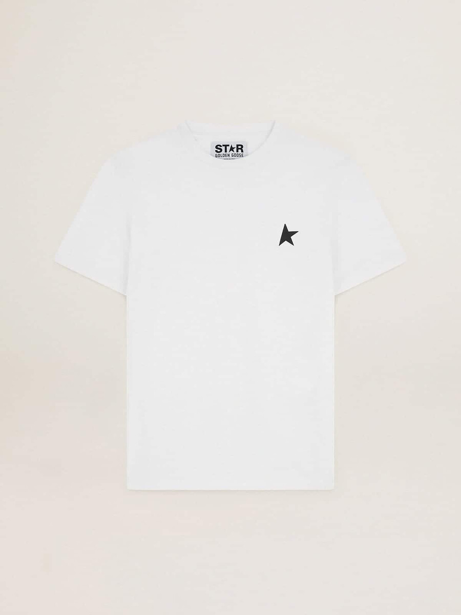 t-shirt uit de white star collection met een zwarte ster op de voorkant.