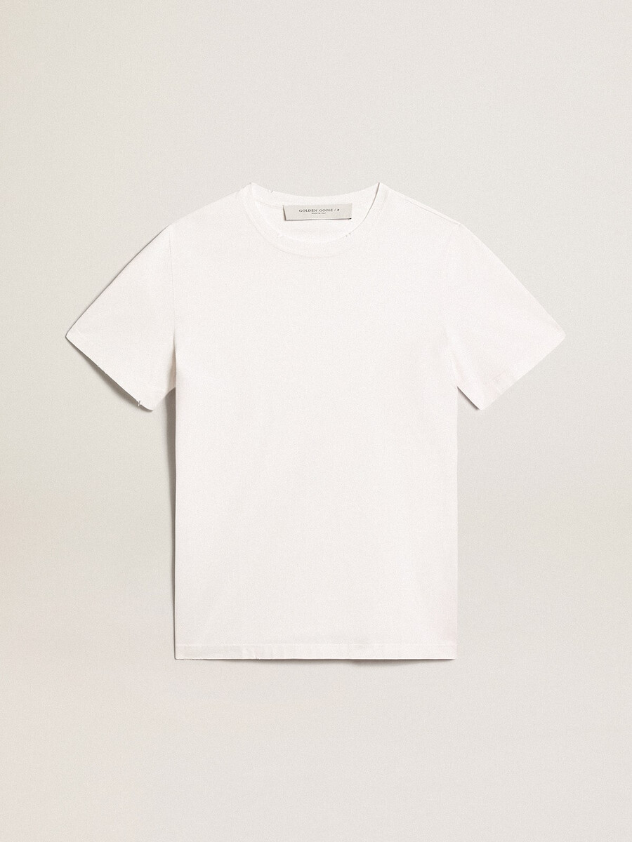 wit heren-t-shirt met een verwassen look.
