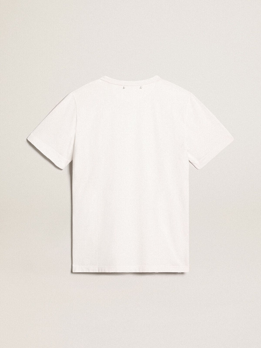 wit heren-t-shirt met een verwassen look.