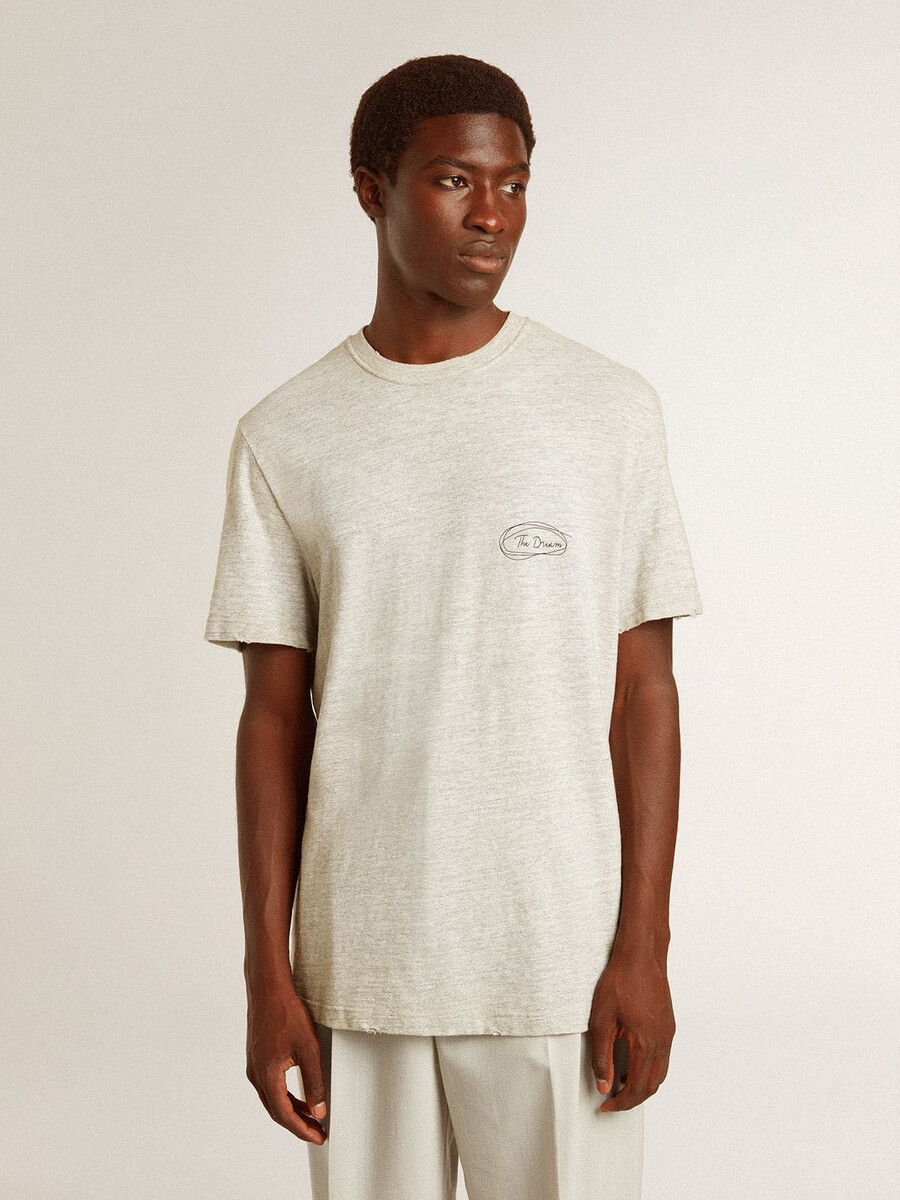 grijs heren t-shirt met zwarte letters