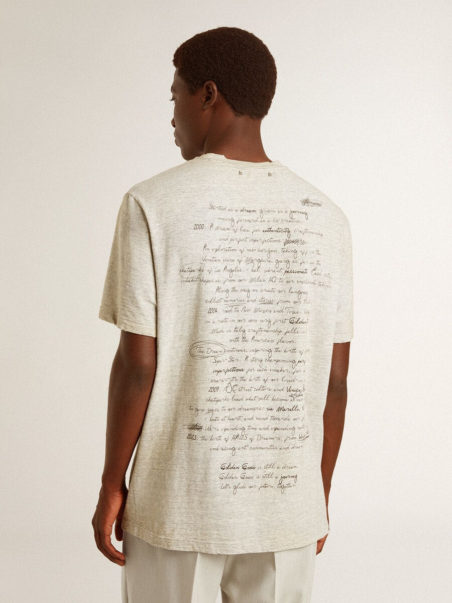 grijs heren t-shirt met zwarte letters