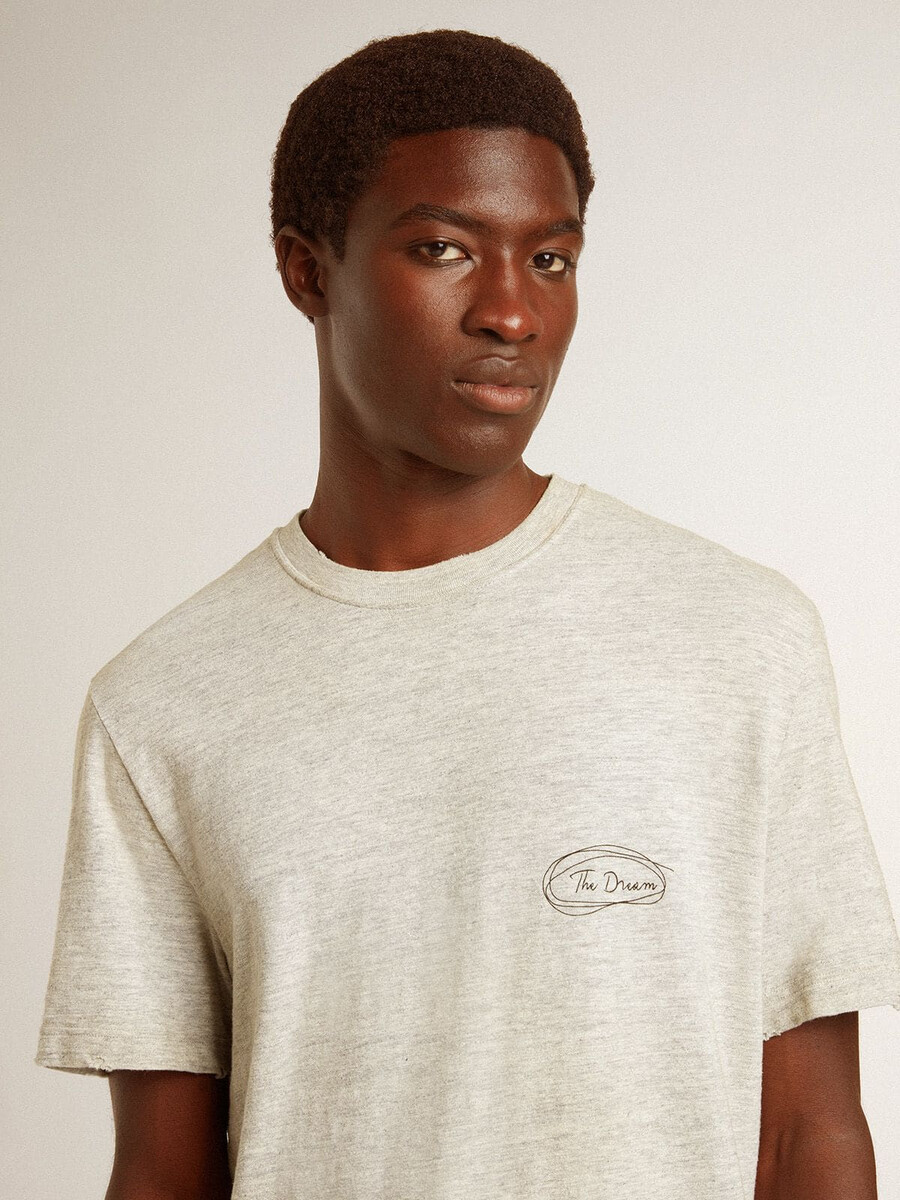 grijs heren t-shirt met zwarte letters
