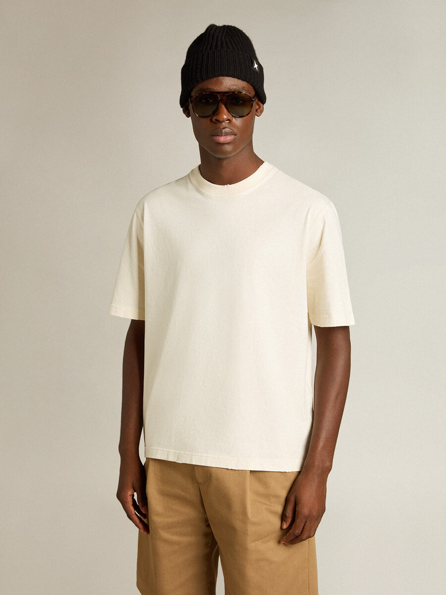 t-shirt in verouderd wit met omgekeerd logo op de achterkant - jersey capsule