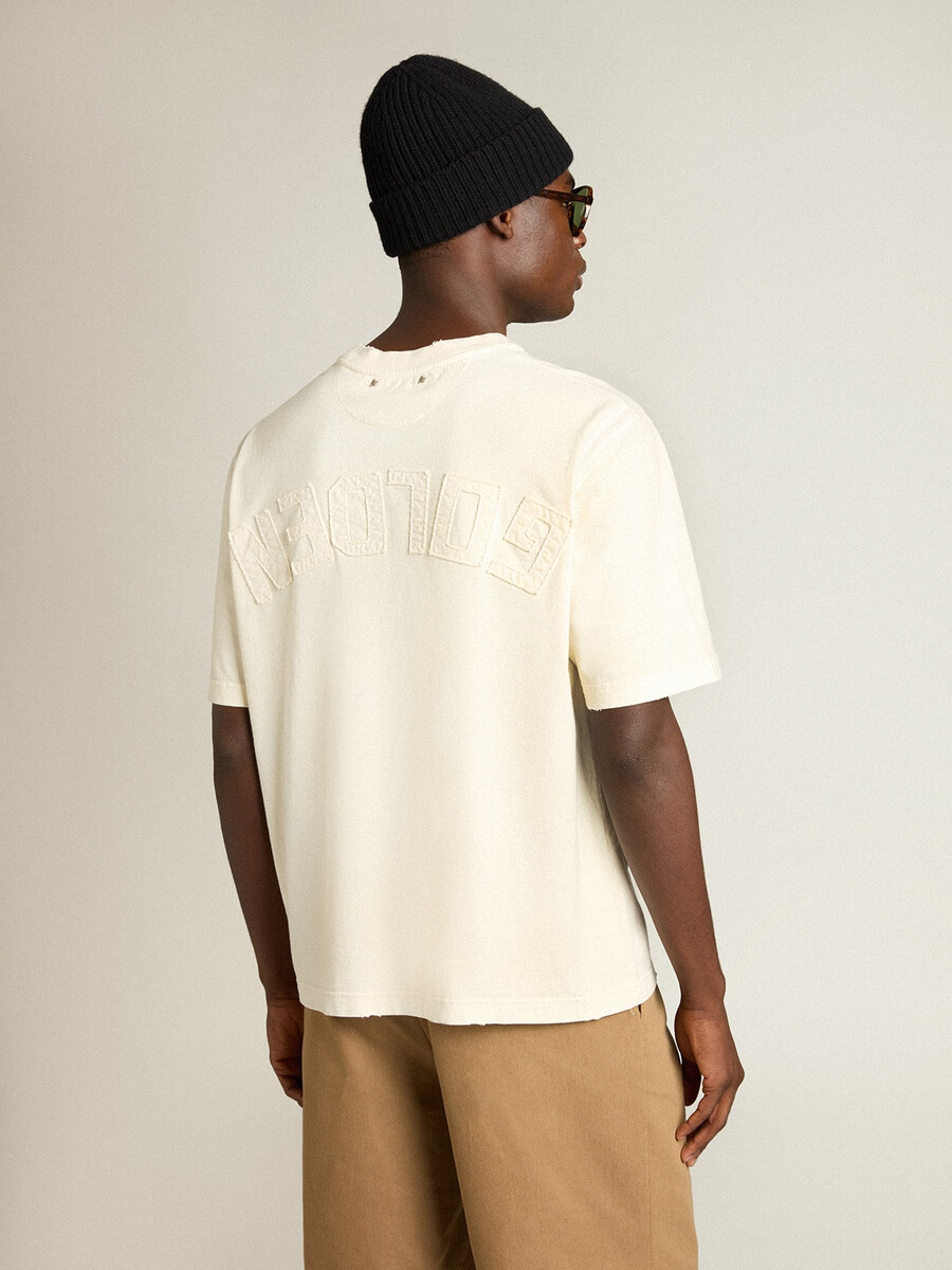 t-shirt in verouderd wit met omgekeerd logo op de achterkant - jersey capsule