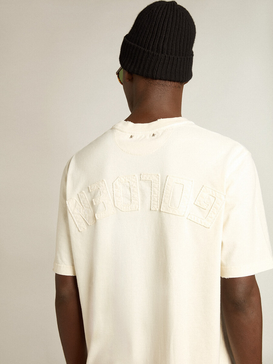t-shirt in verouderd wit met omgekeerd logo op de achterkant - jersey capsule