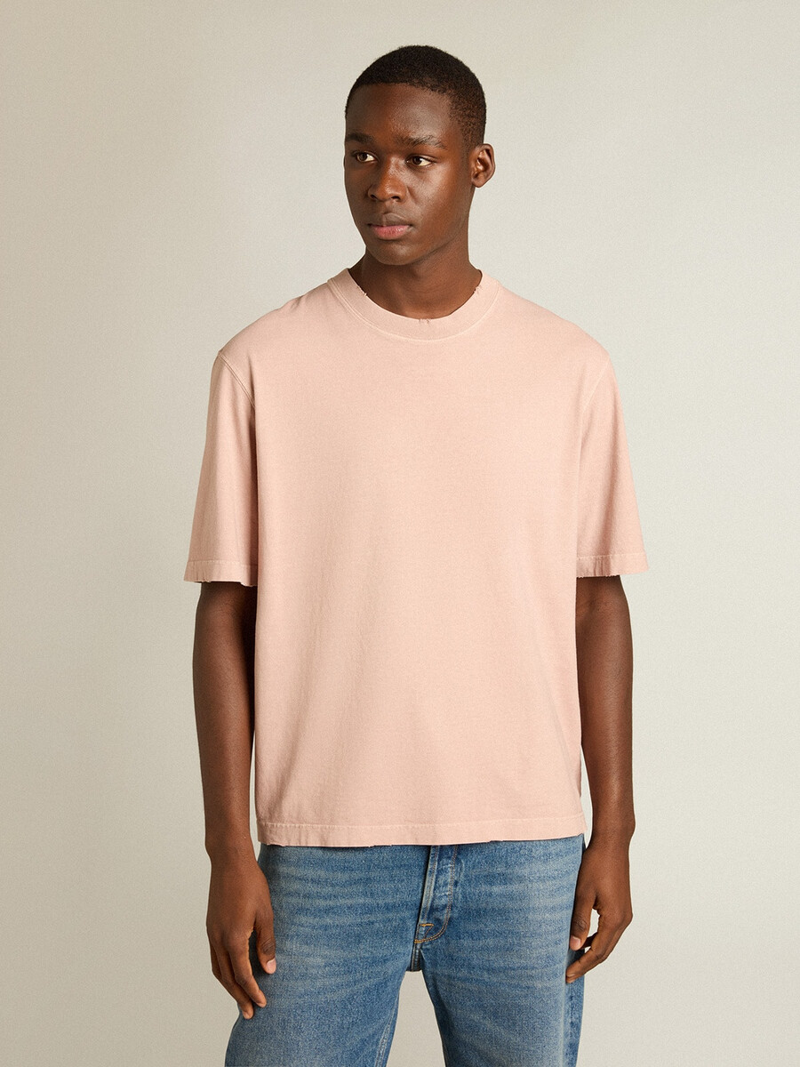 poederroze t-shirt met omgekeerd logo op de achterkant - jersey capsule