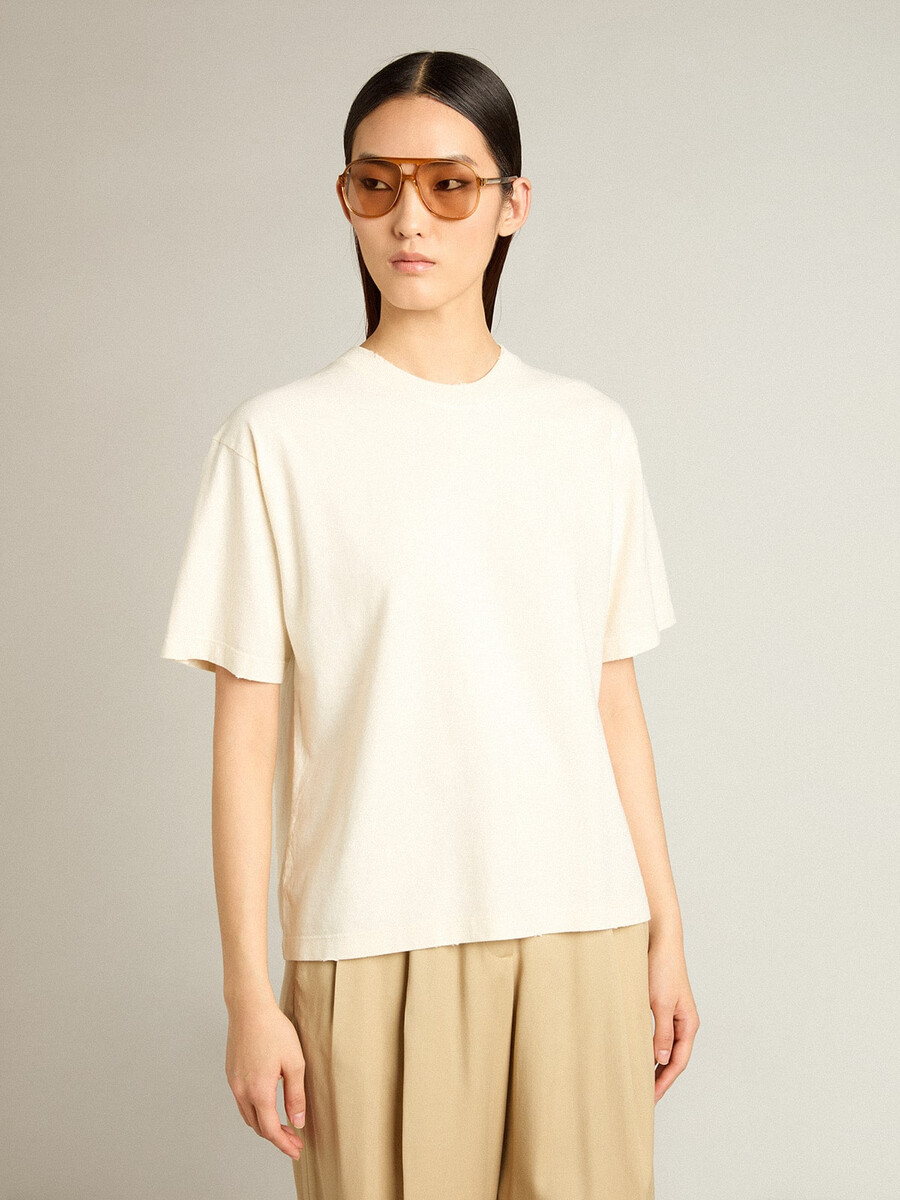 t-shirt in verouderd wit met omgekeerd logo op de achterkant - jersey capsule