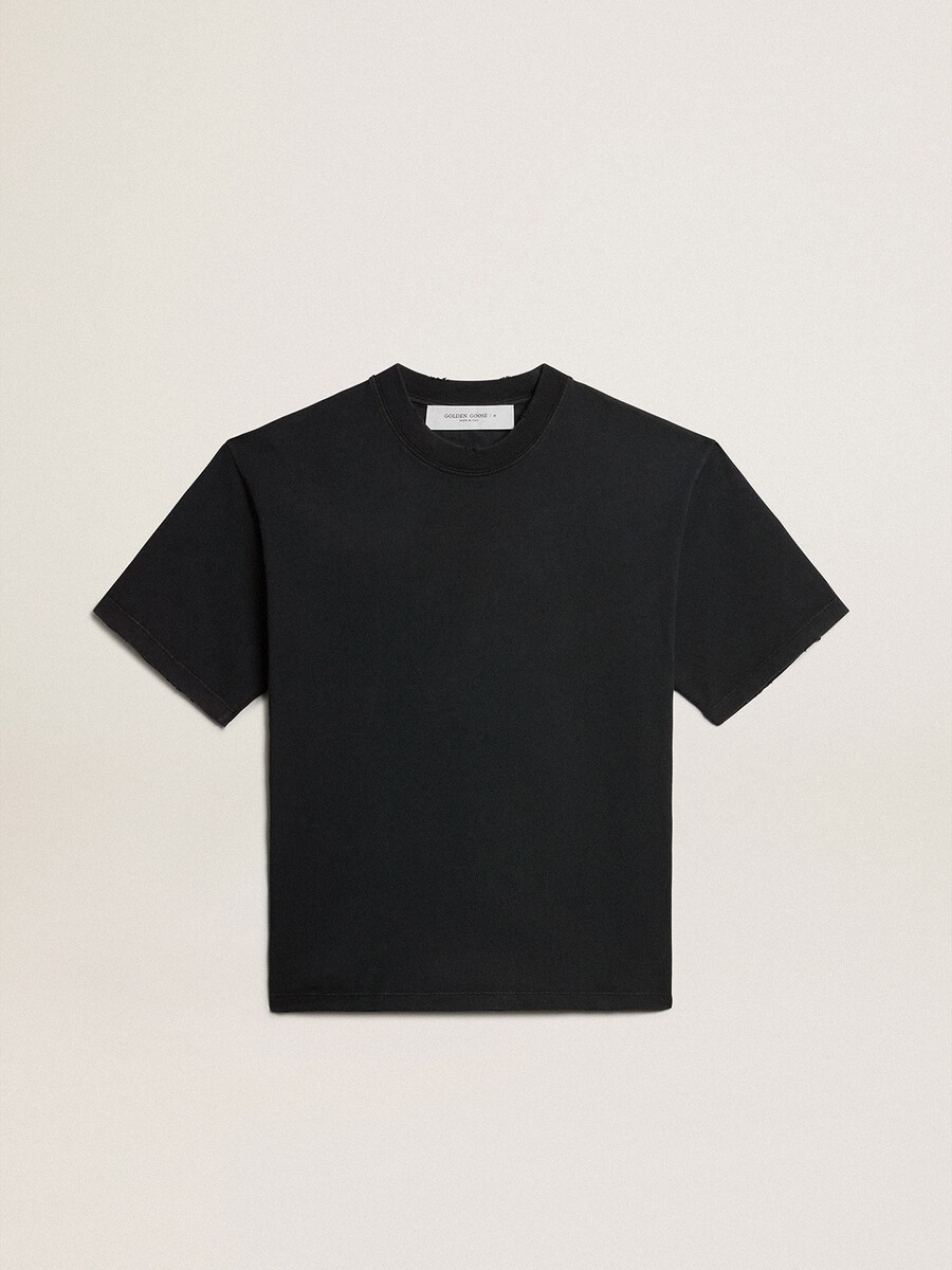 t-shirt in gewassen zwart met omgekeerd logo op de achterkant - jersey capsule
