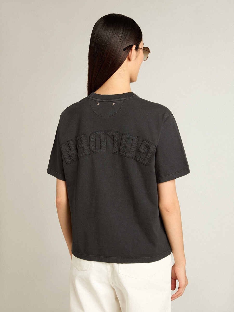 t-shirt in gewassen zwart met omgekeerd logo op de achterkant - jersey capsule