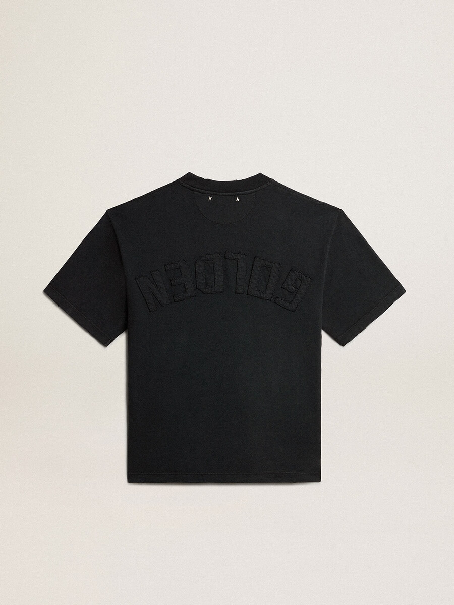 t-shirt in gewassen zwart met omgekeerd logo op de achterkant - jersey capsule