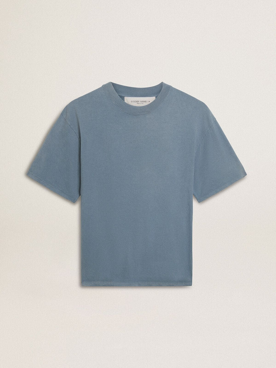 lichtblauw t-shirt met omgekeerd logo op de achterkant - jersey capsule